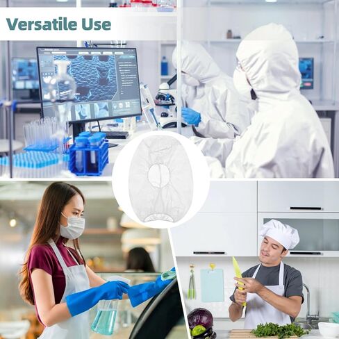 100 قطعة من شبكات اللحية والشعر للاستعمال مرة واحدة، قبعات منتفخة للاستعمال مرة واحدة، غطاء رأس غير منسوج خفيف الوزن، شبكة شعر صحية وغطاء لحية، شبكات شعر مسامية لخدمة الطعام، مختبرات، أبيض in Kuwait