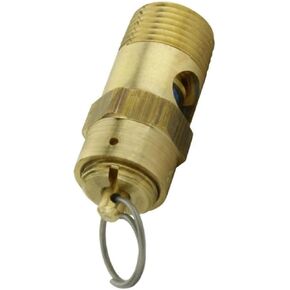 صمام تخفيف أمان ضاغط الهواء 250-38-150 - لاستبدال أجزاء ضاغط الهواء Conrader - صمام منبثق للضاغط - 150 رطل لكل بوصة مربعة 3/8 بوصة طول صمام NPT ذكر: 1-3/4 بوصة هيكل من النحاس الصلب ذهبي in Kuwait