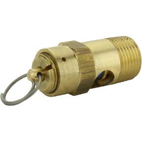 250-38-165 صمام تخفيف أمان ضاغط الهواء - لاستبدال أجزاء ضاغط الهواء Conrader - 165 رطل لكل بوصة مربعة 3/8 بوصة ذكر NPT 145 SCFM إجمالي طول الصمام: 1-3/4 بوصة هيكل من النحاس الصلب in Kuwait