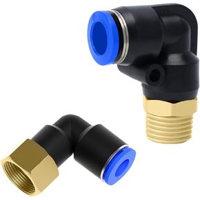 Pneumatic Quick Plugs PL8-02 Right Angle Threaded Elbow Tracheal Air Pump Connector Accessory 4-M5/6-01 1Pcs(蓝色PL10-04) in Kuwait