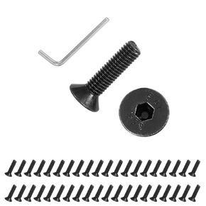 PATIKIL M2x4 mm Flat Head Socket Cap Screws, 100 Pcs Carbon Steel Flat Countersunk Bolts Hex Socket Drive Machine Screws Full Thread Grade 10.9 for Machinery Industries, Black in Kuwait