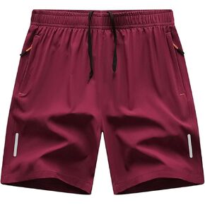 Men's Quick Dry Athletic Shorts Workout Running Elastic Waist Drawstring Summer Gym Shorts with Zipper Pockets in Saudi Arabia