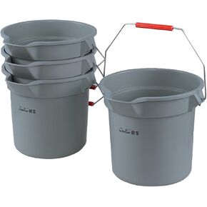 3.5 Gallon Commercial Cleaning Plastic Buckets with Handles, Gray Industrial Round Utility Pail, 4-Pack in Kuwait