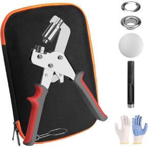 مجموعة أدوات حلقة معدنية، مع كماشة محمولة بحجمين، بالإضافة إلى 100 قطعة 3/8 بوصة (10 مم) و100 قطعة 1/4 بوصة (6 مم) ثقوب فضية، أداة ثقب للقماش والنسيج وستائر الدش والملابس والسراويل in Kuwait