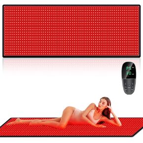 حصيرة العلاج بالضوء الأحمر لتخفيف آلام الجسم، بطانية العلاج بالضوء الأحمر 1280 مصباح LED باللون الأحمر بالقرب من الأشعة تحت الحمراء 660 نانومتر 850 نانومتر، وسادة علاج كاملة للجسم، 71 بوصة × 31 بوصة، وسادة علاج بالضوء الأحمر الكبيرة in Kuwait