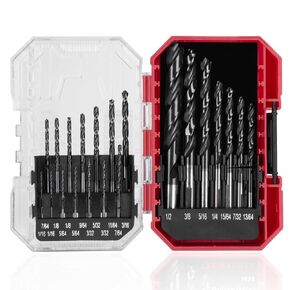 Cobalt Drill Bit Set- 21Pcs Titanium Aluminum Nitride Coated (TiAlN) with Bullet Point Tip M35 High Speed Steel Twist Jobber Length for Hardened Metal, Stainless Steel etc1/16-1/2" in Kuwait