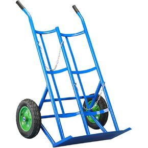 Heavy Duty Oxygen Tank Cylinder Cart Holder, for 40/50L Oxygen Cylinder - Sturdy Steel Oxygen Cart with 13.8 Inflatable Wheels, for Factory, Laboratory,Blue-2tanks in Kuwait