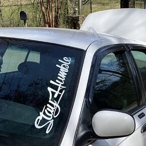 Stay Humble Car Windshield Decal Sticker, White Vinyl, Large Script Style in Kuwait