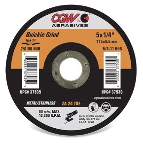 CGWAbrasives Quickie Grind Zirconia 1/4" Griding Wheels - 35659-9X1/4X5/8-11T27 ZA24-T-BF (10 Pack) in Kuwait
