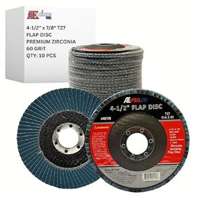 أكل برو. الولايات المتحدة الأمريكية - أقراص زركونيا فاخرة مقاس 4.5 بوصة × 7/8 بوصة، أقراص جلاخة زاوية 4-1/2 بوصة، درجة صناعية، قرص رفرف من النوع 27 للمطاحن، أقراص الصنفرة، اللمسة النهائية | عجلات الطحن (10 قطع) - 60 حبيبة in Kuwait
