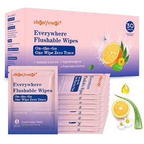 Thickened Flushable Wipes 60 Counts - ON-THE-GO Individually Wrapped for Women Men I Wet Wipes for Butt Travel Toilet Bathroom Thicker & Big for Adult Oranea Dulca & Aloe - Septic Sewer Safe in Kuwait