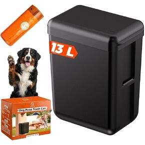 سلة مهملات فضلات الكلاب من PEXTER بالخارج - سلة مهملات نفايات الكلاب المثبتة على الحائط - سلة مهملات فضلات الكلاب الخارجية - خياران للحجم 13 لتر أو 8 لتر (3.5/2.1 جالون) - تتضمن 15 حقيبة شديدة التحمل - (أسود) in Kuwait
