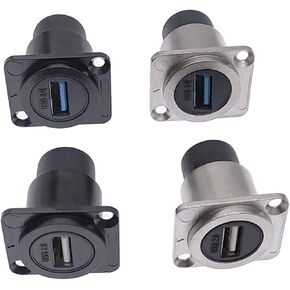 D Type Metal Socket Female to Female USB Connector Panel Mounting 1Pcs(Black,USB 3.0) in Kuwait