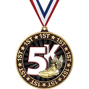 5K Race 1st Place Perimeter Medal Gold, 2.75" 5K Prizes, Kids Racing Trophy Medal Awards Prime in Kuwait