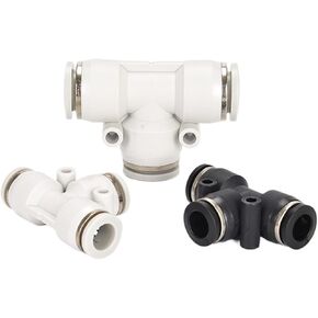 هوائي المحملة موصل T على شكل أبيض أسود البلاستيك أنابيب الهواء المقابس السريعة مع قطر متغير PE6/8/10/12 1 قطعة (PE4) in Kuwait