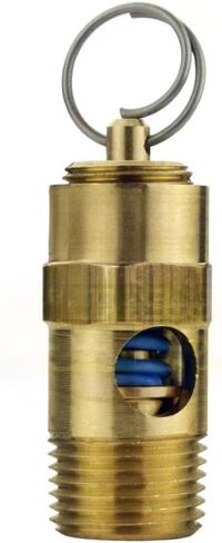 صمام منبثق لضاغط الهواء 250-38-140 - لاستبدال جزء ضاغط الهواء كونرادر SRV250-38-140 - صمام ضغط تخفيف أمان الضاغط - 140 رطل لكل بوصة مربعة 3/8 بوصة طول صمام MNPT 1-3/4 بوصة نحاس صلب ذهبي in Kuwait