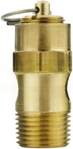 صمام منبثق لضاغط الهواء 250-38-140 - لاستبدال جزء ضاغط الهواء كونرادر SRV250-38-140 - صمام ضغط تخفيف أمان الضاغط - 140 رطل لكل بوصة مربعة 3/8 بوصة طول صمام MNPT 1-3/4 بوصة نحاس صلب ذهبي in Kuwait