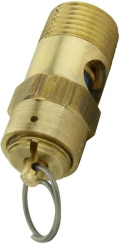 صمام تخفيف أمان ضاغط الهواء 250-38-150 - لاستبدال أجزاء ضاغط الهواء Conrader - صمام منبثق للضاغط - 150 رطل لكل بوصة مربعة 3/8 بوصة طول صمام NPT ذكر: 1-3/4 بوصة هيكل من النحاس الصلب ذهبي in Kuwait