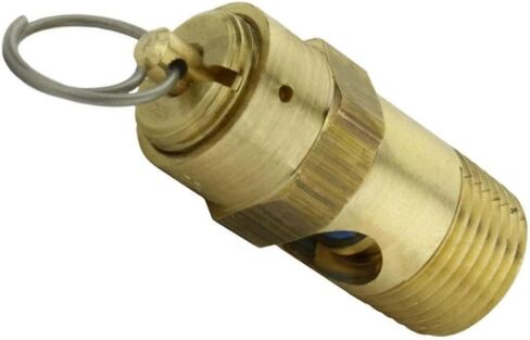 250-38-300 صمام تخفيف أمان ضاغط الهواء - لقطع غيار صهاريج تخزين ضاغط الهواء كونرادر - 300 رطل لكل بوصة مربعة 3/8 بوصة طول صمام NPT ذكر: 1-3/4 بوصة هيكل من النحاس الصلب in Kuwait