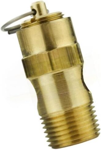 250-38-225 صمام تخفيف أمان ضاغط الهواء - لاستبدال أجزاء ضاغط الهواء Conrader - صمام منبثق لخزان الضاغط - 225 رطل لكل بوصة مربعة 3/8 بوصة ذكر NPT 194 SCFM طول الصمام 1-3/4 بوصة نحاس صلب ذهبي in Kuwait