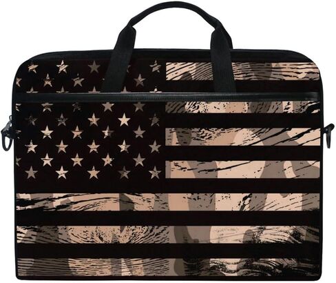 American USA Flag with Desert Camouflage Laptop Case Bag Sleeve Portable/Crossbody Messenger Briefcase Convertible w/Strap Pocket for MacBook Air/Pro Surface Dell ASUS hp Lenovo 15-15.4 inch in Kuwait