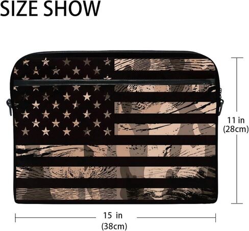 American USA Flag with Desert Camouflage Laptop Case Bag Sleeve Portable/Crossbody Messenger Briefcase Convertible w/Strap Pocket for MacBook Air/Pro Surface Dell ASUS hp Lenovo 15-15.4 inch in Kuwait