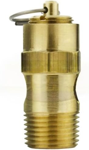 250-38-15 صمام تخفيف ضغط أمان ضاغط الهواء - لاستبدال أجزاء ضاغط الهواء Conrader SRV250-38-15 - صمام منبثق لضاغط الهواء - 15 رطل لكل بوصة مربعة 3/8 بوصة صمام MNPT L: 1-3/4 بوصة نحاس صلب ذهبي in Kuwait