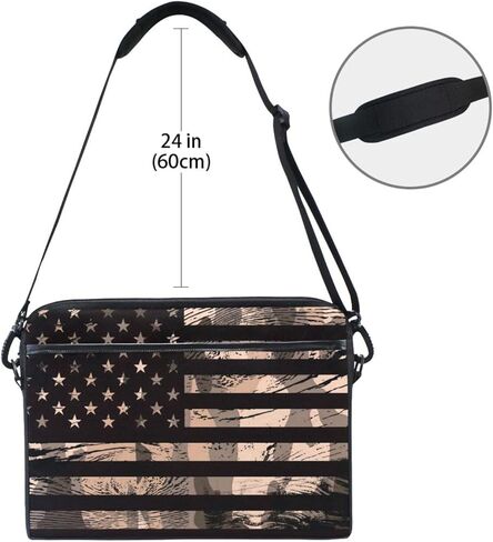 American USA Flag with Desert Camouflage Laptop Case Bag Sleeve Portable/Crossbody Messenger Briefcase Convertible w/Strap Pocket for MacBook Air/Pro Surface Dell ASUS hp Lenovo 15-15.4 inch in Kuwait