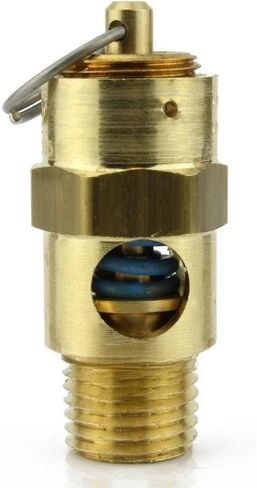 صمام تخفيف ضغط أمان ضاغط الهواء 25050 - لاستبدال جزء ضاغط الهواء Conrader - صمام منبثق لضغط خزان الضاغط - 1/4 بوصة NPT 50 PSI 51 SCFM إجمالي طول الصمام: 1-3/4 بوصة ﻿ in Kuwait