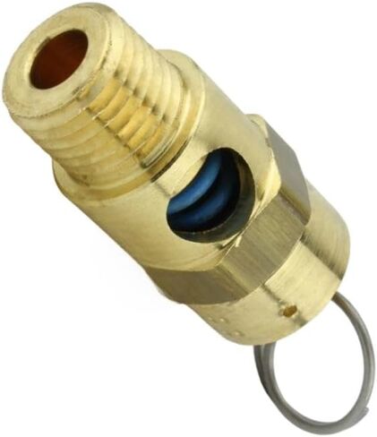 صمام تخفيف ضغط أمان ضاغط الهواء 25050 - لاستبدال جزء ضاغط الهواء Conrader - صمام منبثق لضغط خزان الضاغط - 1/4 بوصة NPT 50 PSI 51 SCFM إجمالي طول الصمام: 1-3/4 بوصة ﻿ in Kuwait