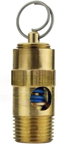 250-38-165 صمام تخفيف أمان ضاغط الهواء - لاستبدال أجزاء ضاغط الهواء Conrader - 165 رطل لكل بوصة مربعة 3/8 بوصة ذكر NPT 145 SCFM إجمالي طول الصمام: 1-3/4 بوصة هيكل من النحاس الصلب in Kuwait