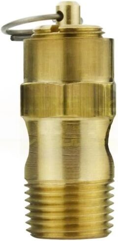 250-38-165 صمام تخفيف أمان ضاغط الهواء - لاستبدال أجزاء ضاغط الهواء Conrader - 165 رطل لكل بوصة مربعة 3/8 بوصة ذكر NPT 145 SCFM إجمالي طول الصمام: 1-3/4 بوصة هيكل من النحاس الصلب in Kuwait