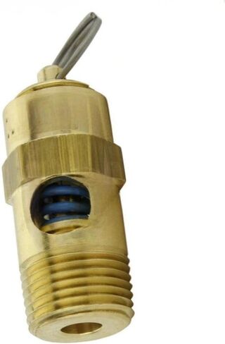 250-38-165 صمام تخفيف أمان ضاغط الهواء - لاستبدال أجزاء ضاغط الهواء Conrader - 165 رطل لكل بوصة مربعة 3/8 بوصة ذكر NPT 145 SCFM إجمالي طول الصمام: 1-3/4 بوصة هيكل من النحاس الصلب in Kuwait