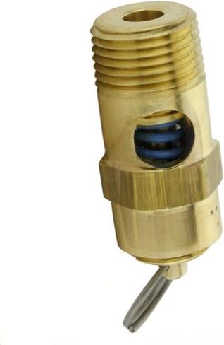 250-38-165 صمام تخفيف أمان ضاغط الهواء - لاستبدال أجزاء ضاغط الهواء Conrader - 165 رطل لكل بوصة مربعة 3/8 بوصة ذكر NPT 145 SCFM إجمالي طول الصمام: 1-3/4 بوصة هيكل من النحاس الصلب in Kuwait