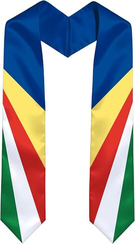 Seychellese Flag International Graduate Satin Stole Scarf with National Flag Design 72" Graduation Sash in Saudi Arabia