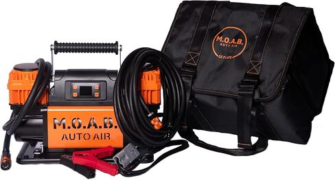 EZ FLATE M.O.A.B. ضاغط هواء تلقائي مع شاشة LCD، ضبط ضغط الهدف، ضاغط هواء مزدوج، ضاغط هواء للطرق الوعرة 10.6 CFM 4x4، 150 رطل لكل بوصة مربعة، منفاخ مع مقياس الضغط in Kuwait