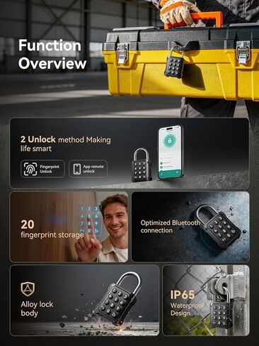 قفل NexusLab المختلط، قفل الخزانة وقفل خزانة الصالة الرياضية مع تطبيق TUYA، أمان عالي، تصنيف IP67، سبائك الزنك المضادة للتآكل، مثالي لخزانة الصالة الرياضية/المدرسة، آمن للخصوصية in Kuwait