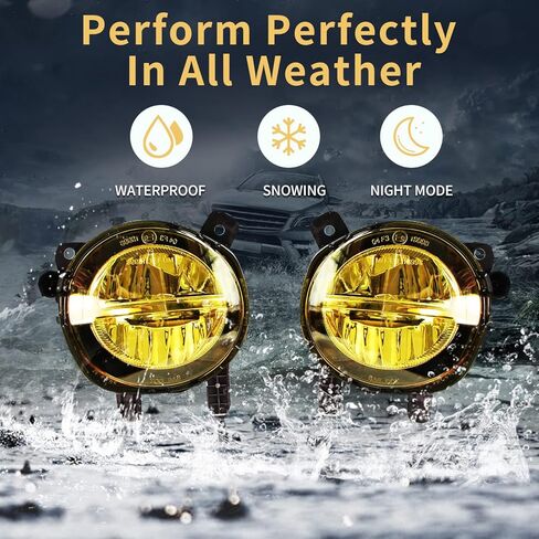 Fog Lights for BMW (F30 F32 F33 F36, 230i 320i 328d 328i 330e 330i 335i 340i 428i 430i 435i 440i, 2 3 4 Series), 2012-2020, LED Fog Lamps Replacement, 1 Pair, LED Bulbs (Yellow Lens) in Kuwait