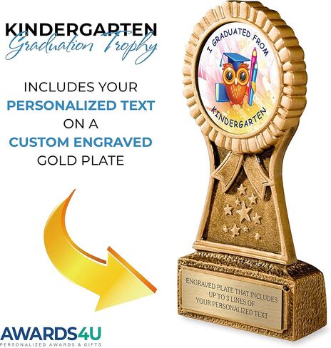 Kindergarten Graduation Trophy | Award for Graduating Prek | Personalized Engraving Included | Customized Awards for Your Kindergartner or Pre-K Student in Kuwait