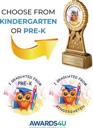 Kindergarten Graduation Trophy | Award for Graduating Prek | Personalized Engraving Included | Customized Awards for Your Kindergartner or Pre-K Student in Kuwait