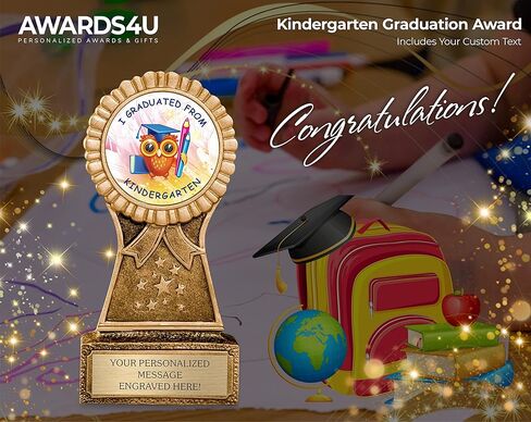 Kindergarten Graduation Trophy | Award for Graduating Prek | Personalized Engraving Included | Customized Awards for Your Kindergartner or Pre-K Student in Kuwait