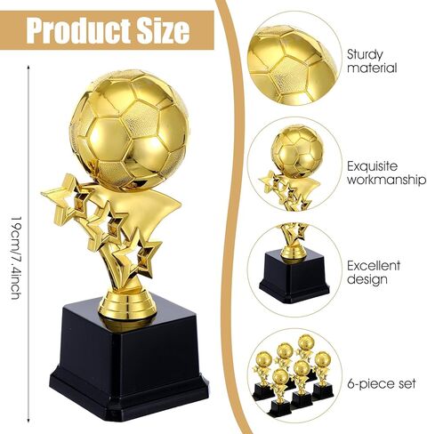 6 عبوات من جوائز كأس كرة القدم الذهبية، وجوائز كرة قدم بلاستيكية بطول 7.4 بوصة للبطولات، وجوائز الفريق، وتكريم أفضل لاعب، واحتفالات المسابقات الرياضية in Kuwait