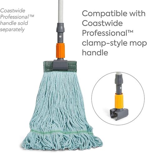Coastwide Professional Looped-End Wet Mop Head, Medium, Recycled PET/Cotton Blend, 5" Headband, Blue in Kuwait