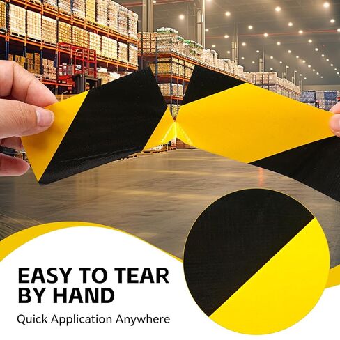 Duct Tape Black & Yellow, Premium Heavy Duty Waterproof & Tear-Resistant Tape, Strong Adhesive for Home Repair, Packing, Craft, Automotive & Industrial Use, No Scissors Needed in Saudi Arabia