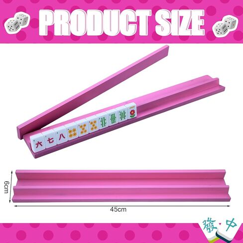 Leinuosen Wooden Mahjong Racks with Pushers 4 Set Magnet American Mahjong Tile Rack and Magnetically Attached Pushers Painted Tile Holders for Players Gift Family Game Night(Straight,Hot Pink) in Saudi Arabia