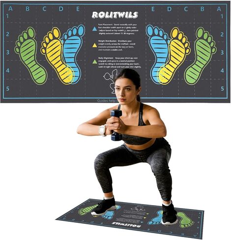 31.5'' X 13.8'' Anti-Slip Squat Mat with Foot Position Guides, Professional-Grade Exercise Mat Perfect for Squats, Leg Training and Lunges, Enhancing Muscle Activation, Versatility and Safety for Home Fitness Enthusiasts in Kuwait