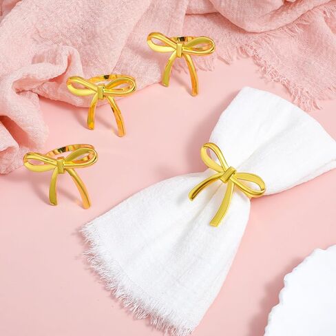 Gold Bow Napkin Rings Set of 24, Metal Butterfly Napkin Rings Bulk for Dining Christmas Bow Tie Napkins Ring Anniversary Wedding Birthday Party New Year Valentine's Day Banquet Table Decor in Saudi Arabia
