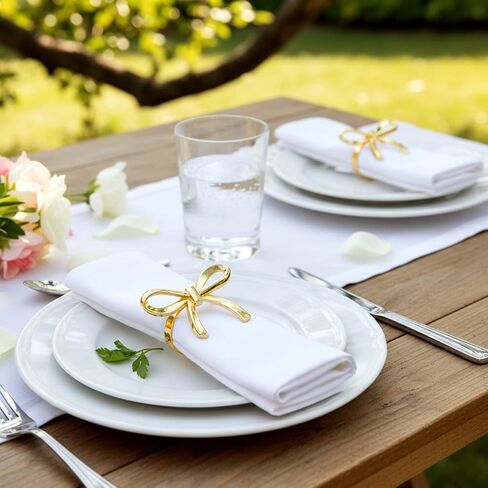 Gold Bow Napkin Rings Set of 24, Metal Butterfly Napkin Rings Bulk for Dining Christmas Bow Tie Napkins Ring Anniversary Wedding Birthday Party New Year Valentine's Day Banquet Table Decor in Saudi Arabia