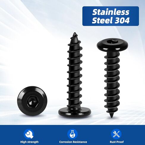 M6 x 20mm Flat Head Socket Cap Self Tapping Screws, Countersunk Wood Screws, 304 Stainless Steel 18-8, Allen Hex Drive, Black Finish, 25 PCS in Saudi Arabia