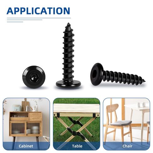 M6 x 20mm Flat Head Socket Cap Self Tapping Screws, Countersunk Wood Screws, 304 Stainless Steel 18-8, Allen Hex Drive, Black Finish, 25 PCS in Saudi Arabia